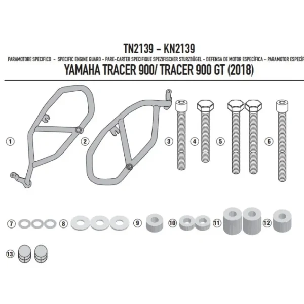 Crash Bars Givi TN2139 – Protection Moteur pour Yamaha Tracer 900 / 900GT (2018-2020)