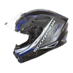 CASQUE SCORPION EXO-391 HAUT NOIR MAT-ARGENT-BLEU