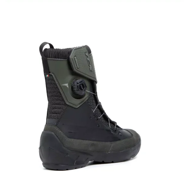 TCX Infinity 3 WP – Bottes moto imperméables homme ultra résistantes – Noir / Vert militaire